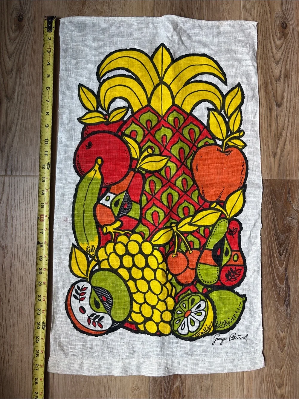 Vintage-Style Fruit Print Wall Tapestry - Yellow, Red, Green
